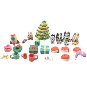 Bluey Christmas Advent Calendar Figures and Accessories Lot of 23 Tree Hat Socks